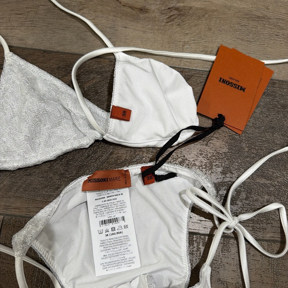 Missoni Mare silver metallic crochet bikini set NWT - Picture 4 of 6